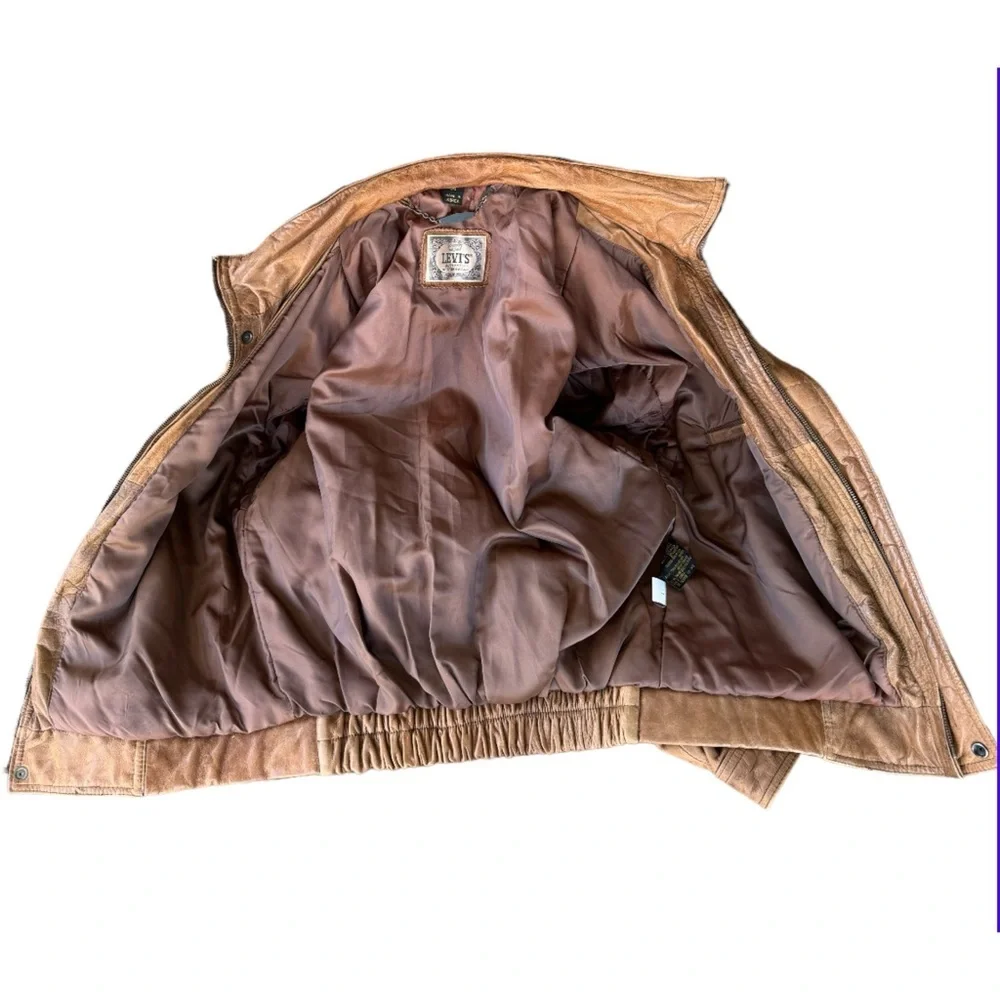 Levi's Vintage 90's Western Wear Men's Leather Bomber Jacket Size Medium